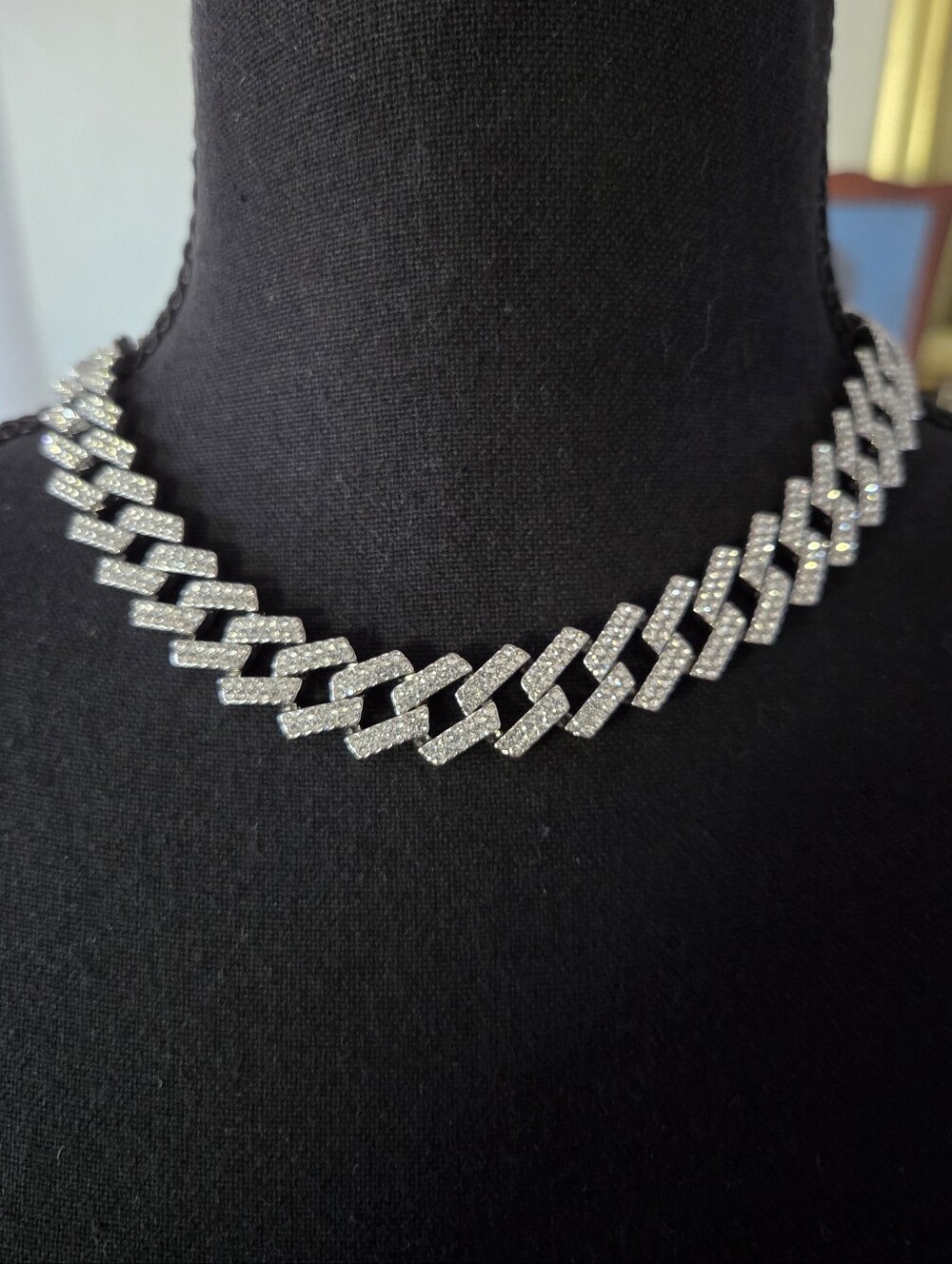 Adornia Silver Pave Cuban Link Necklace, NWOT